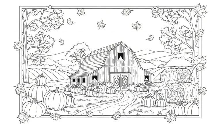 24 Autumn Adult Coloring Pages Featuring Warm Harvest Colors