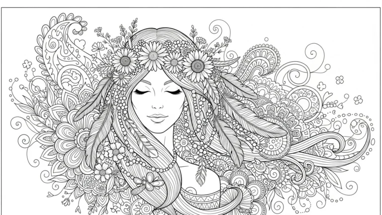 23 Hippie Adult Coloring Pages with Boho Vibes and Free Spirit