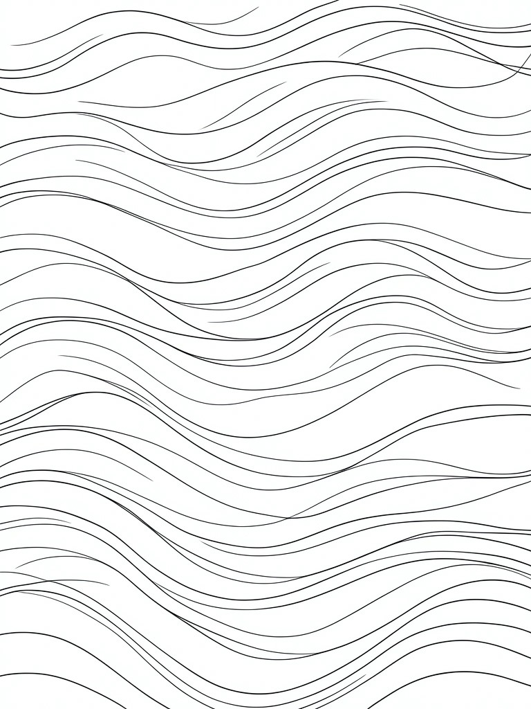 A coloring page covered in multiple layers of black horizontal wavy lines on a white background.