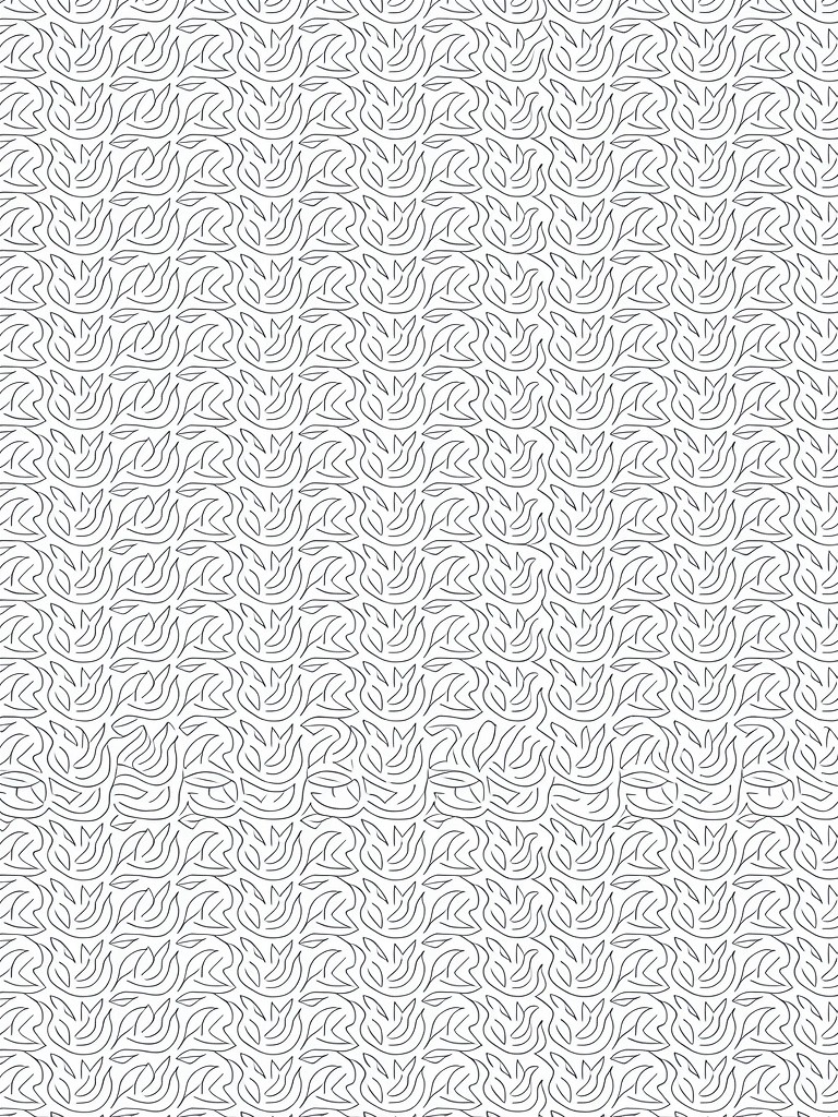 Black and white seamless pattern of repeating stylized floral motifs.